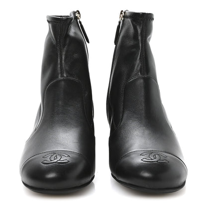 Chanel Stretch Lambskin Cap Toe CC Short Boots 37.5 Black 3 of 8