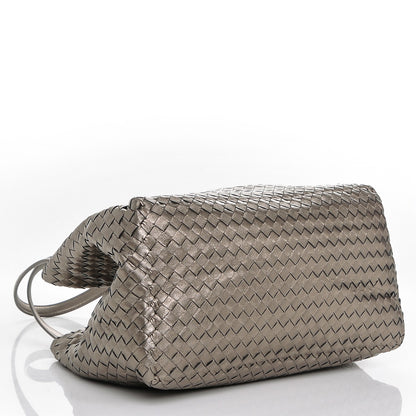 Bottega Veneta Metallic Grosgrain Intrecciato Medium A Shape Seamless Tote Pewter 4 of 6