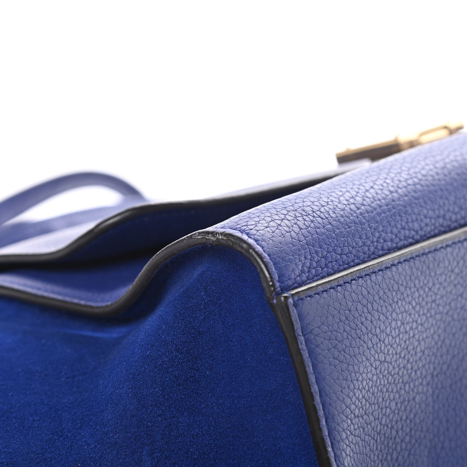 Celine Drummed Calfskin Suede Small Trapeze Indigo 8 of 22