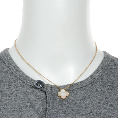 Van Cleef & Arpels 18K Yellow Gold Mother of Pearl Vintage Alhambra Pendant Necklace 2 of 6