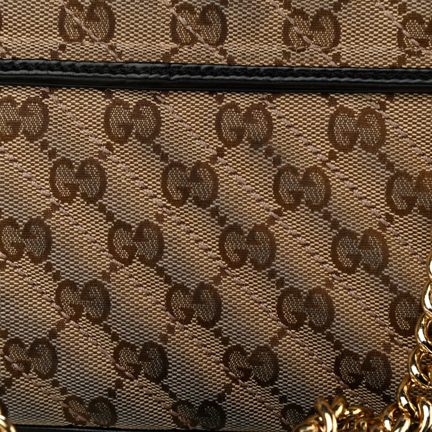 Monogram Matelasse Diagonal Small GG Marmont Shoulder Bag Beige Black