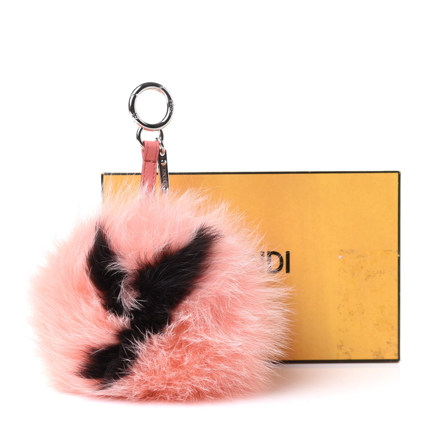 Fendi Fox Fur Y ABCharm Bag Charm Pink Black 5 of 5