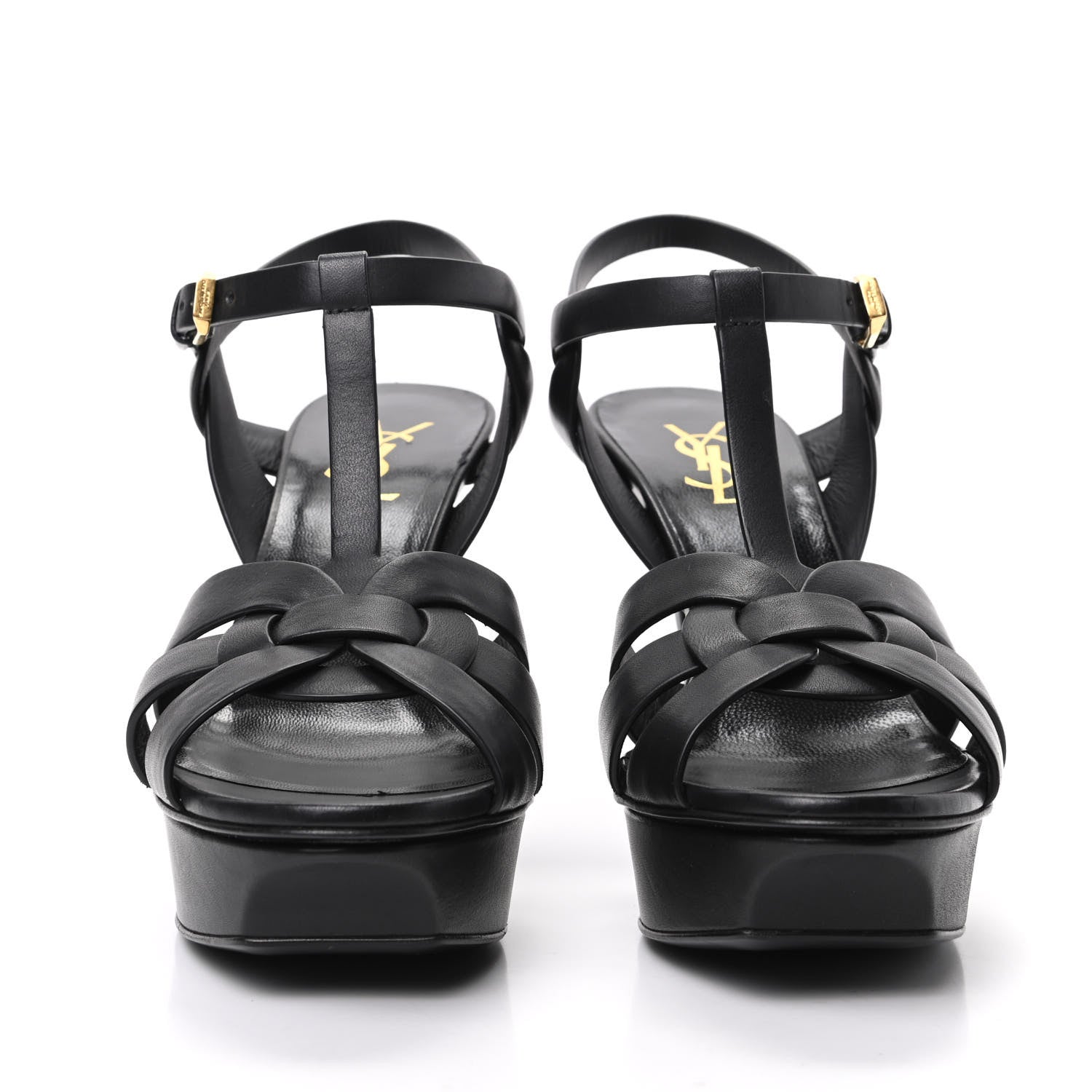 Saint Laurent Calfskin Tribute 75 Platform Sandals 39 Black 2 of 8