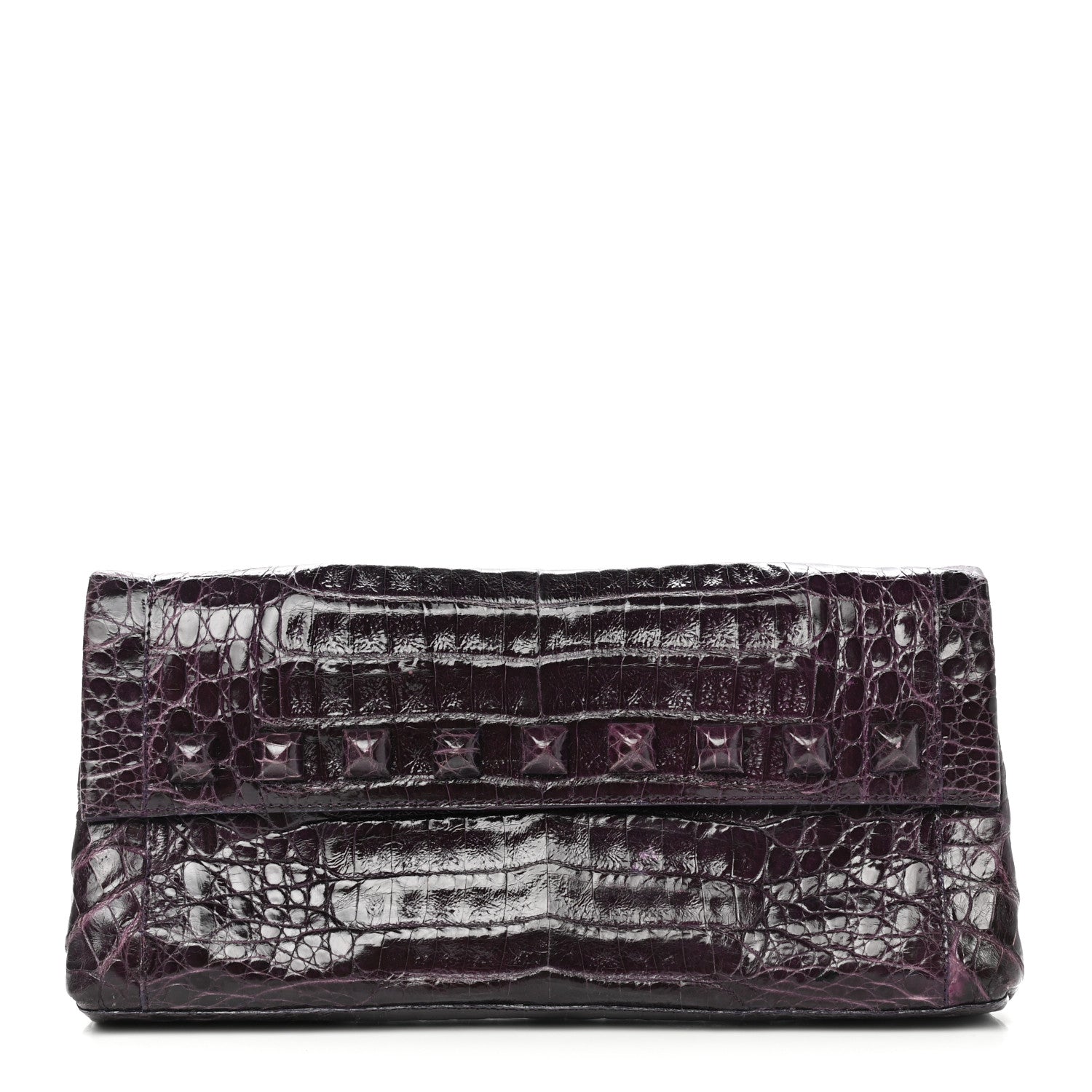 Nancy Gonzalez Crocodile Stud Foldover Clutch Purple 1 of 12