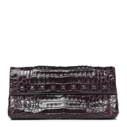 Nancy Gonzalez Crocodile Stud Foldover Clutch Purple 1 of 12