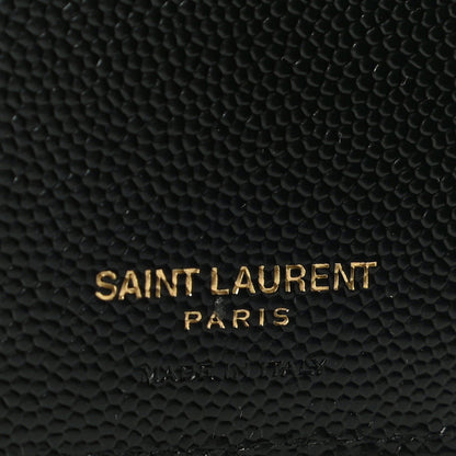 Saint Laurent Grain De Poudre Matelasse Chevron Monogram Zipped Card Case Black 6 of 10