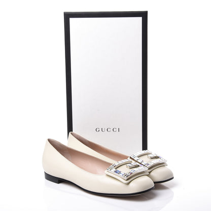 Gucci Malaga Kid Crystal Square G Madelyn Ballet Flats 36 Vintage White 9 of 9