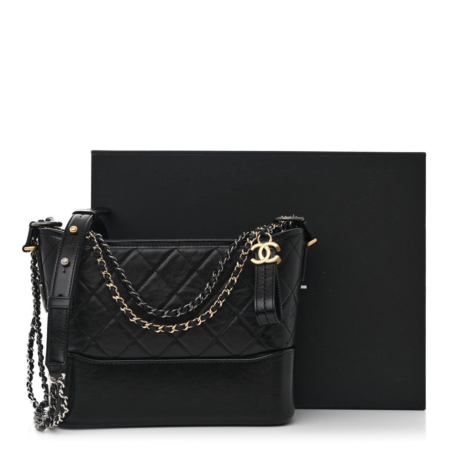 Aged Calfskin Quilted New Medium Gabrielle Hobo Black