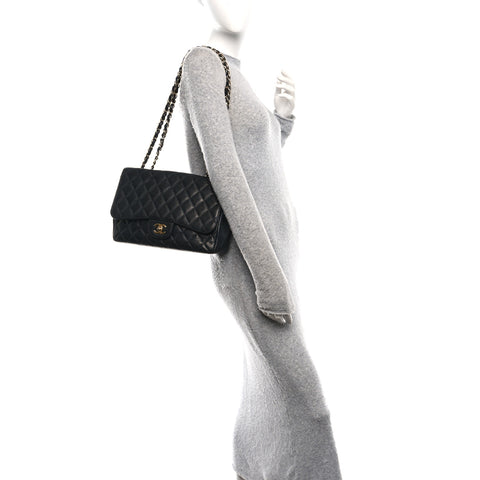 Caviar Quilted Jumbo Single Flap Black
