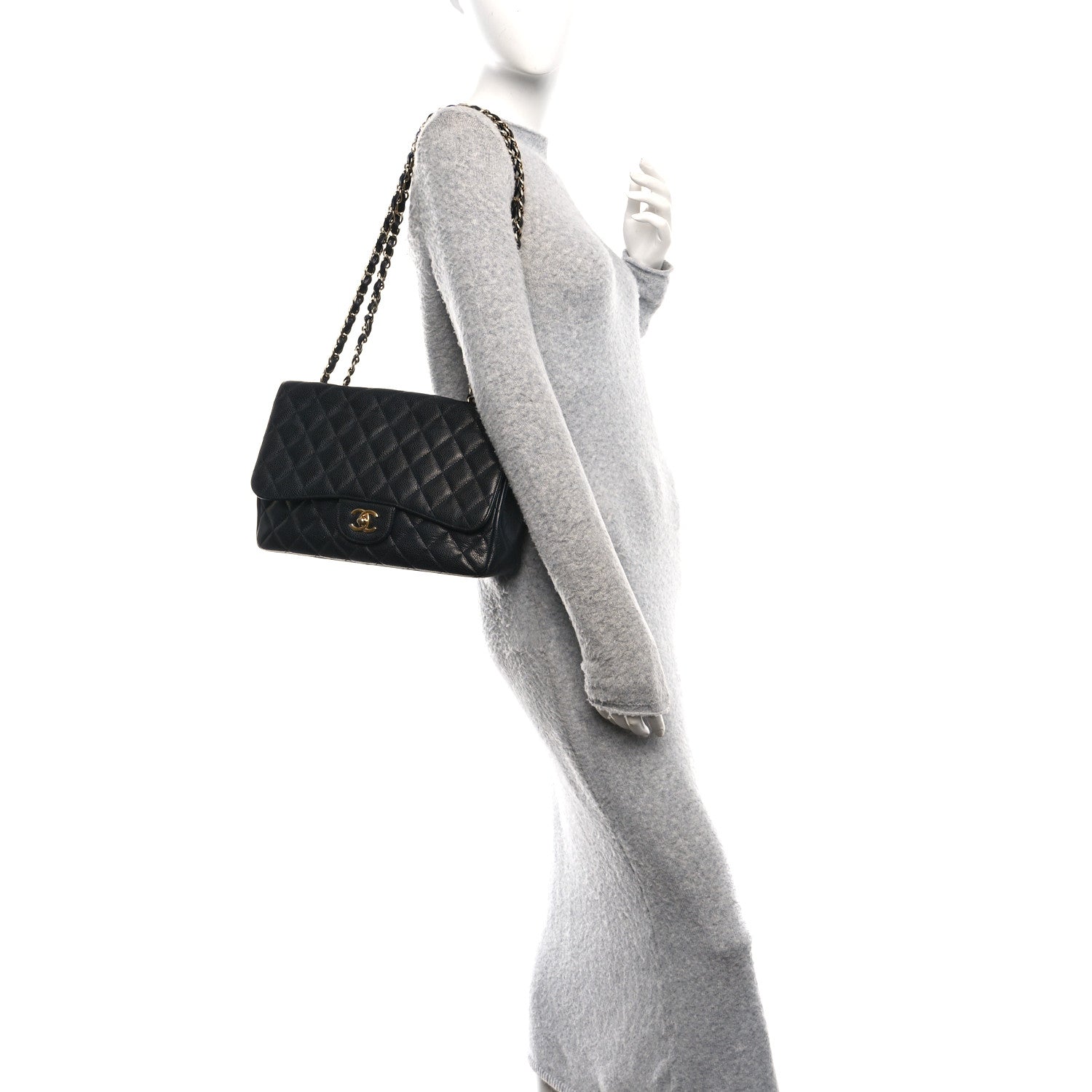 Chanel Caviar Quilted Jumbo Single Flap Black 2 of 10
