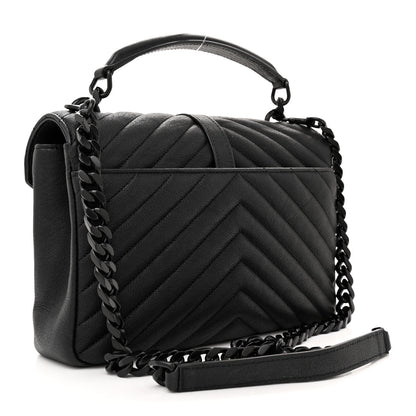 Saint Laurent Sheepskin Matelasse Chevron Monogram Monochrome Medium College Bag Black 3 of 11