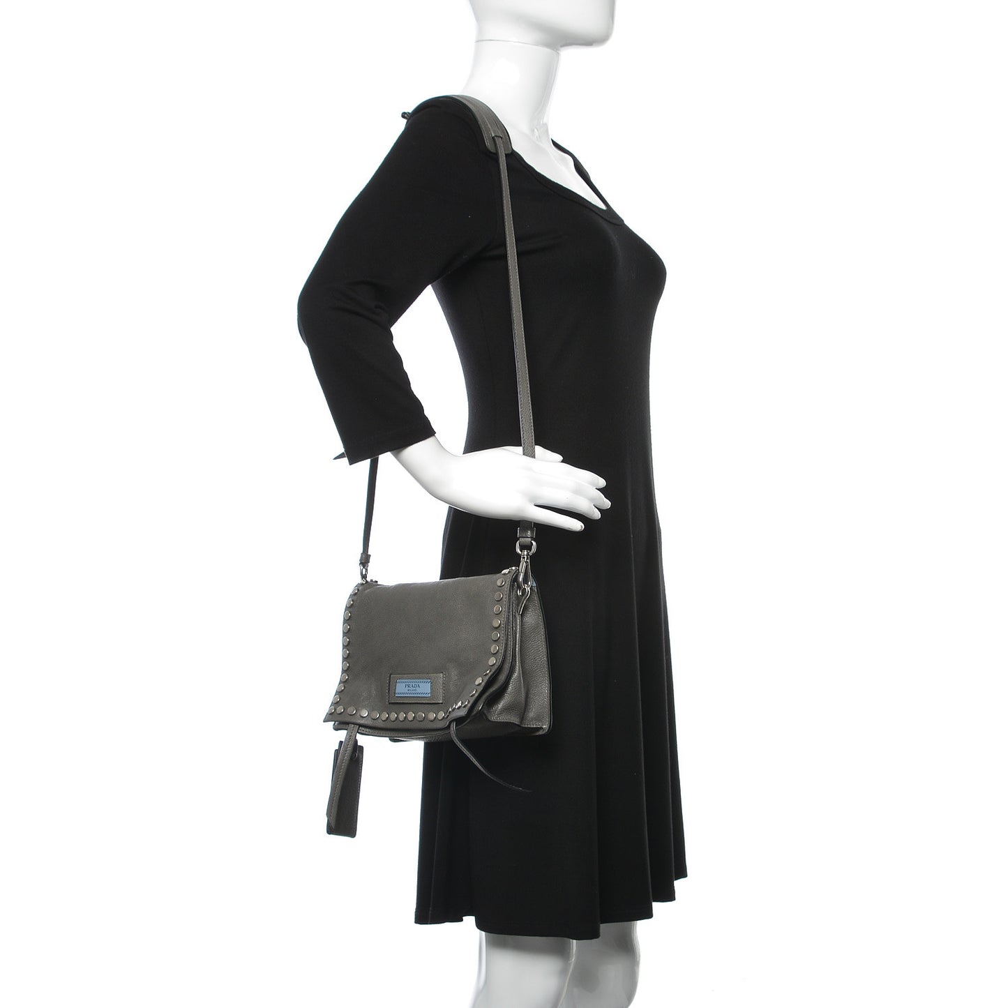 Glace Calf Studded Etiquette Flap Marmo Astrale