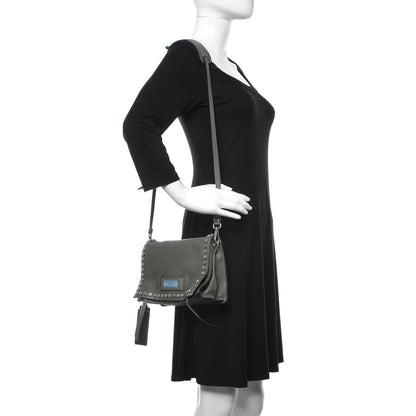 Prada Glace Calf Studded Etiquette Flap Marmo Astrale 2 of 10