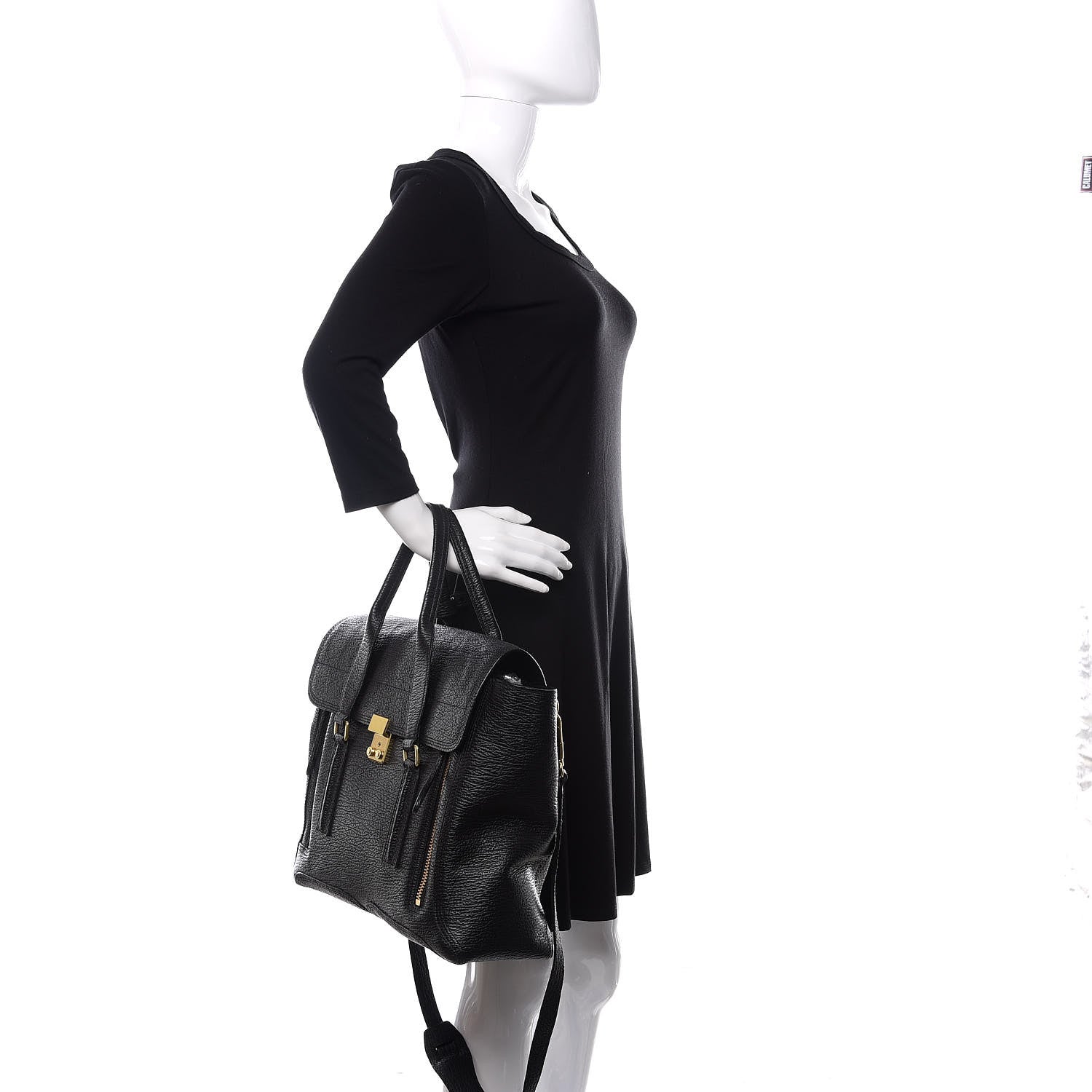 3.1 Phillip Lim 3.1 Textured Calfskin Large Pashli Satchel Black 2 of 10