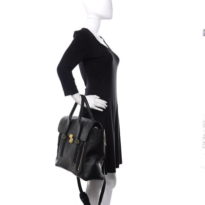 3.1 Phillip Lim 3.1 Textured Calfskin Large Pashli Satchel Black 2 of 10