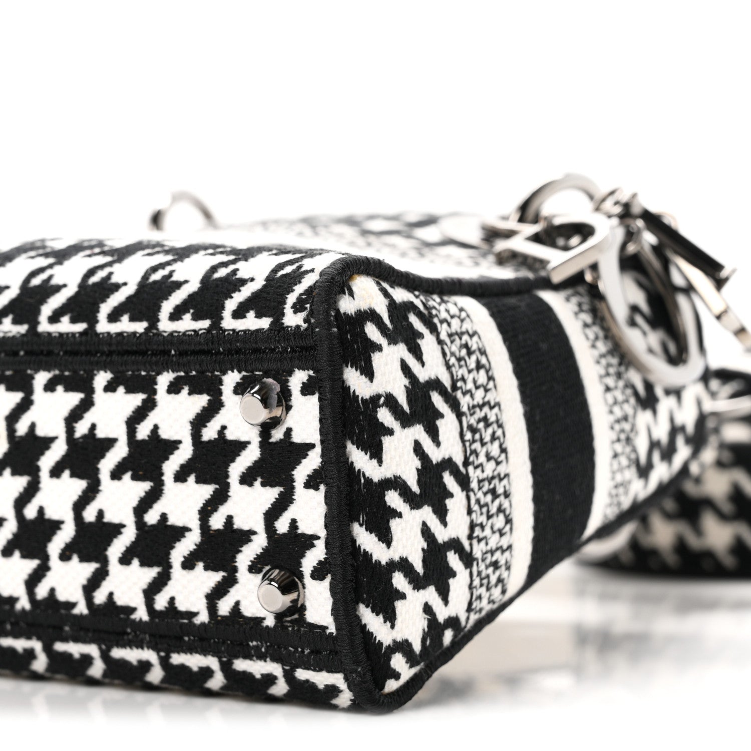 Christian Dior Canvas Houndstooth Embroidered Mini Lady D-Lite