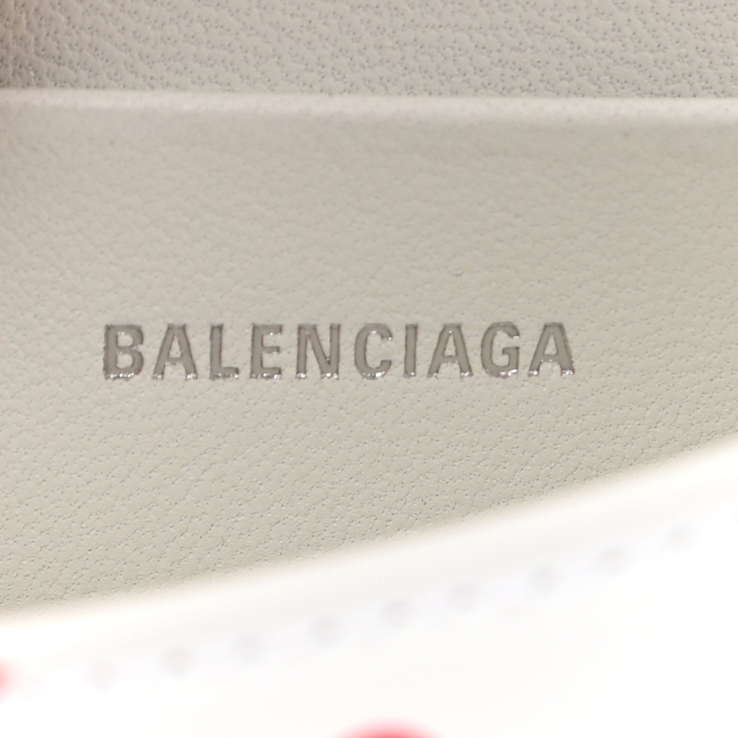 Balenciaga Smooth Calfskin Heart Hourglass Top Handle Bag Mini with Chain White Red 6 of 10