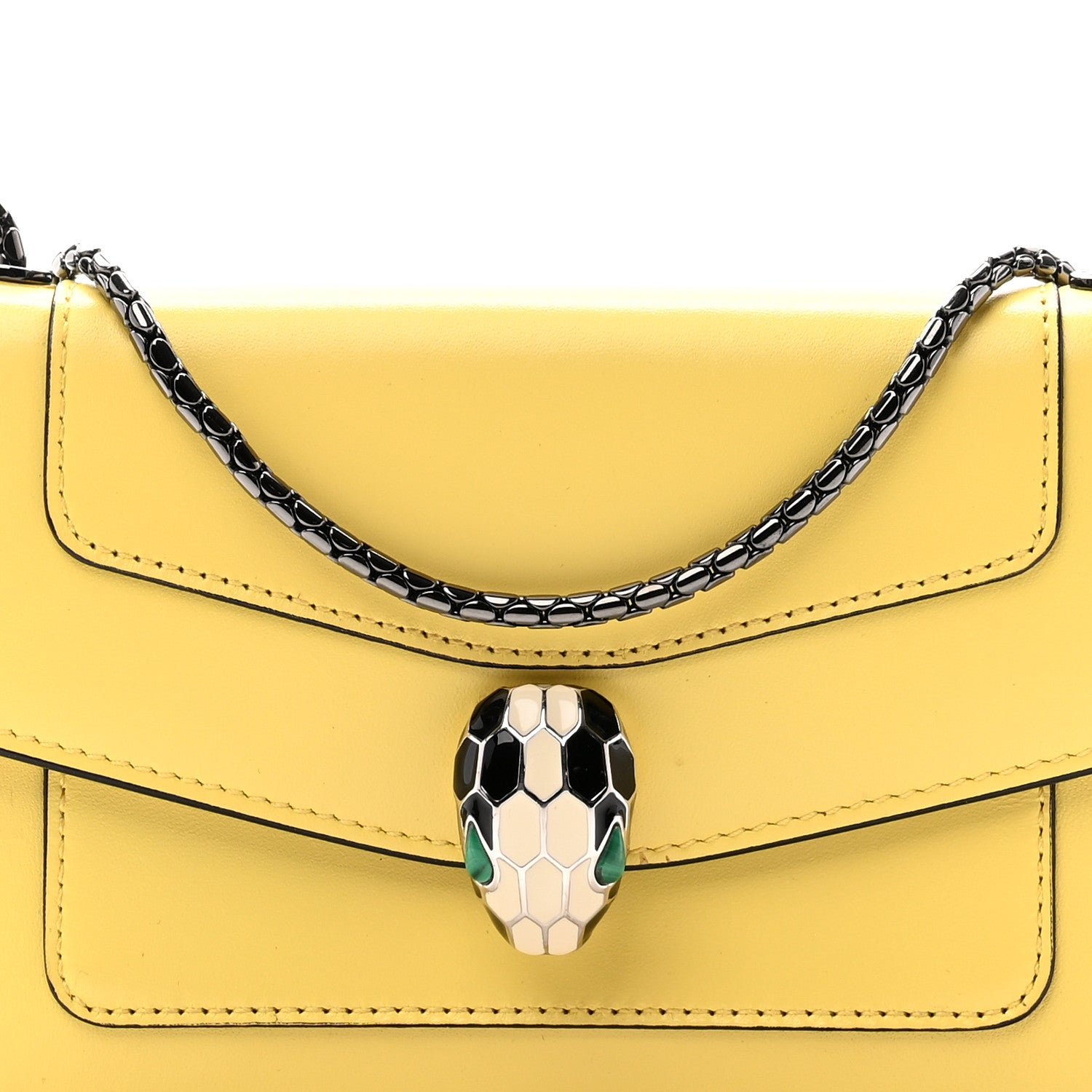 Bulgari Calfskin Mini Serpenti Forever Flap Clutch Yellow 8 of 12