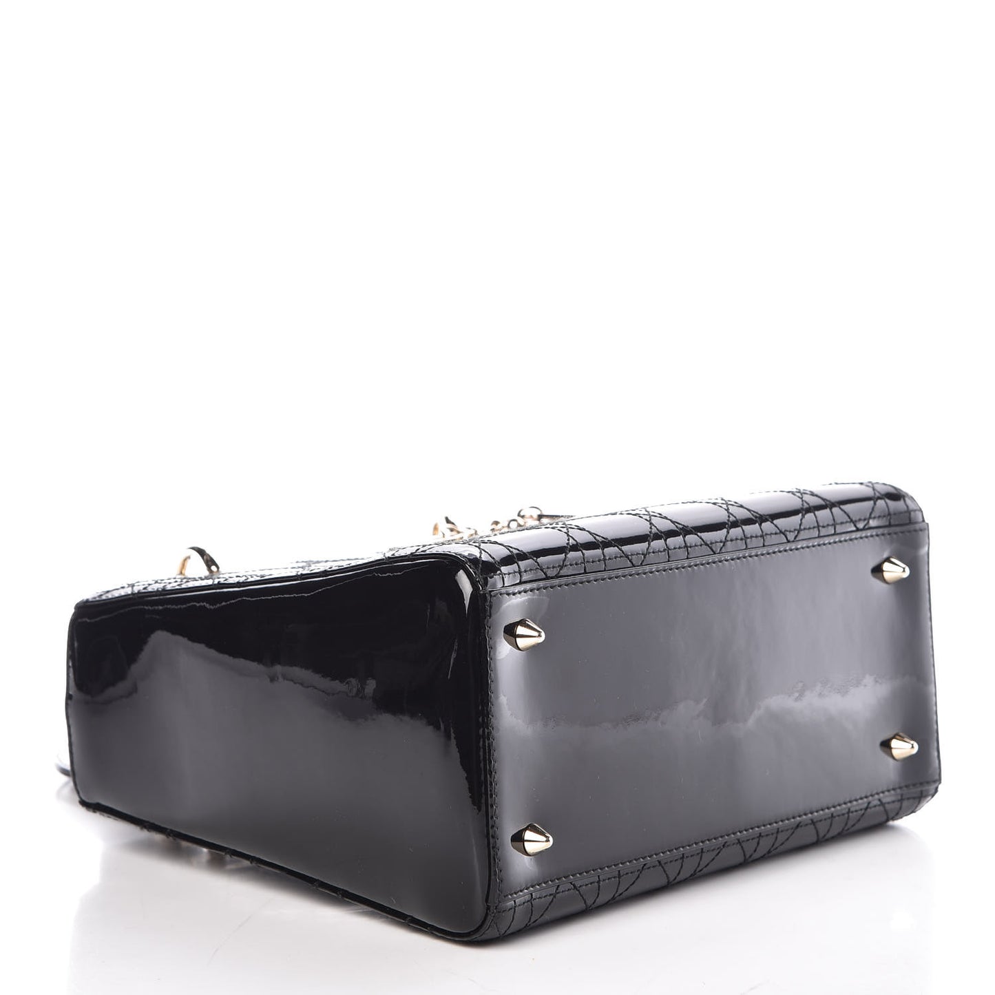 Patent Cannage Stitched Medium Lady Dior Black