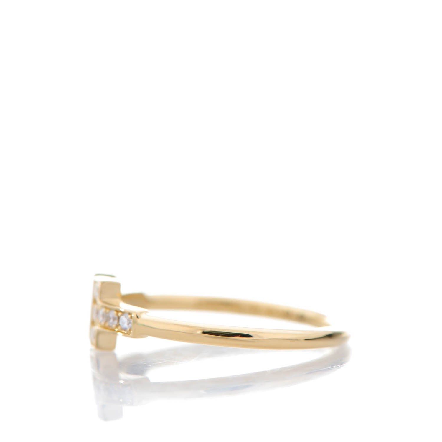 Tiffany 18K Yellow Gold Diamond T Wire Ring 54 7 3 of 6