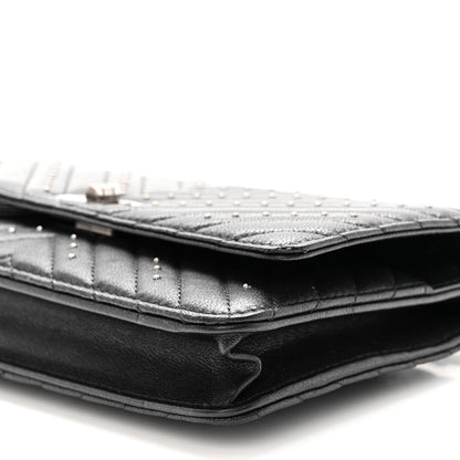 Chanel Sheepskin Chevron Quilted Studded Reissue Wallet On Chain WOC Black 11 of 12