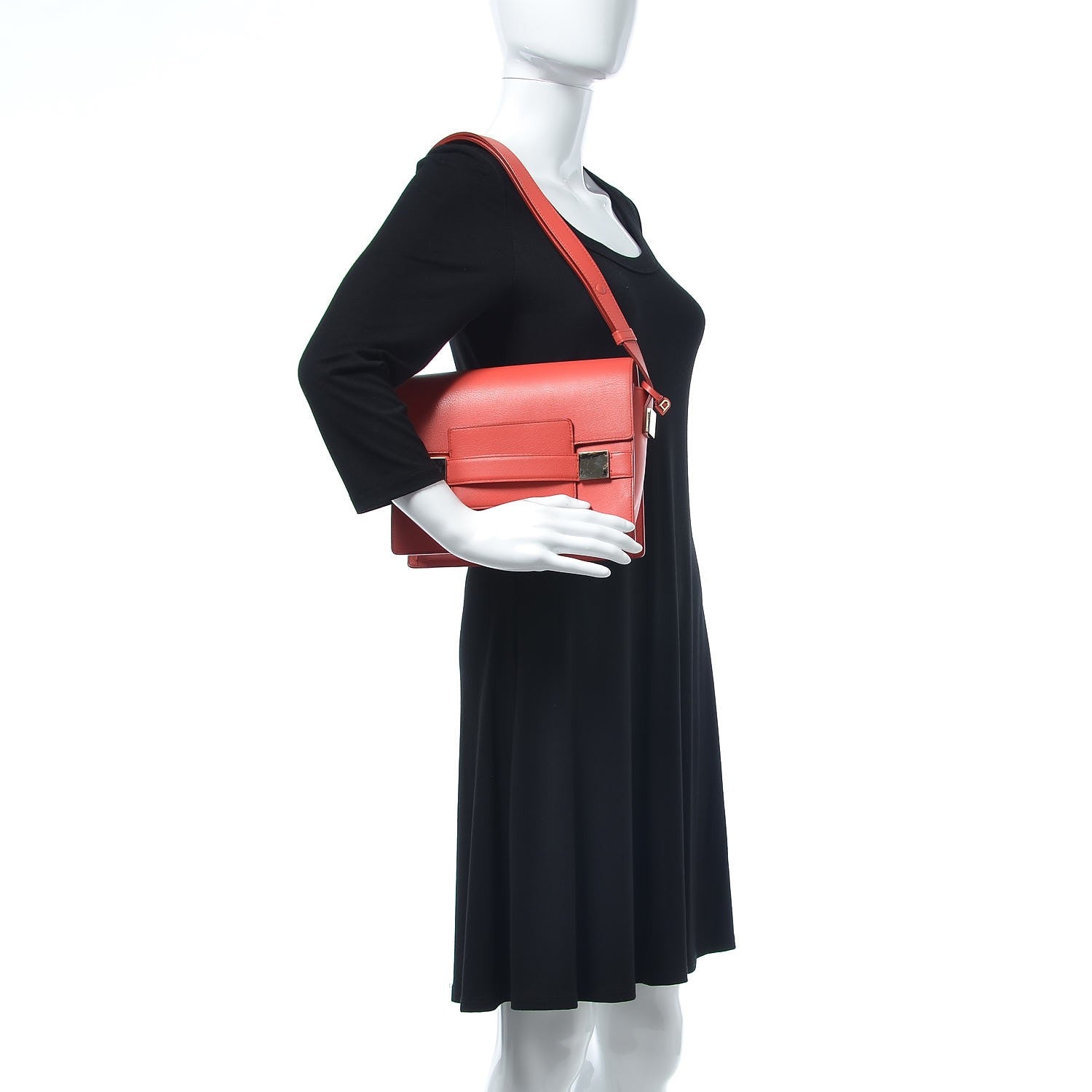 Delvaux Calfskin PM Madame Shoulder Bag Coral 2 of 9