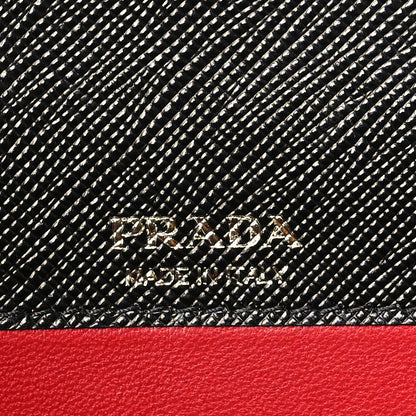 Prada Saffiano Lux Metal Logo Mini Chain Flap Crossbody Bag Black 6 of 11