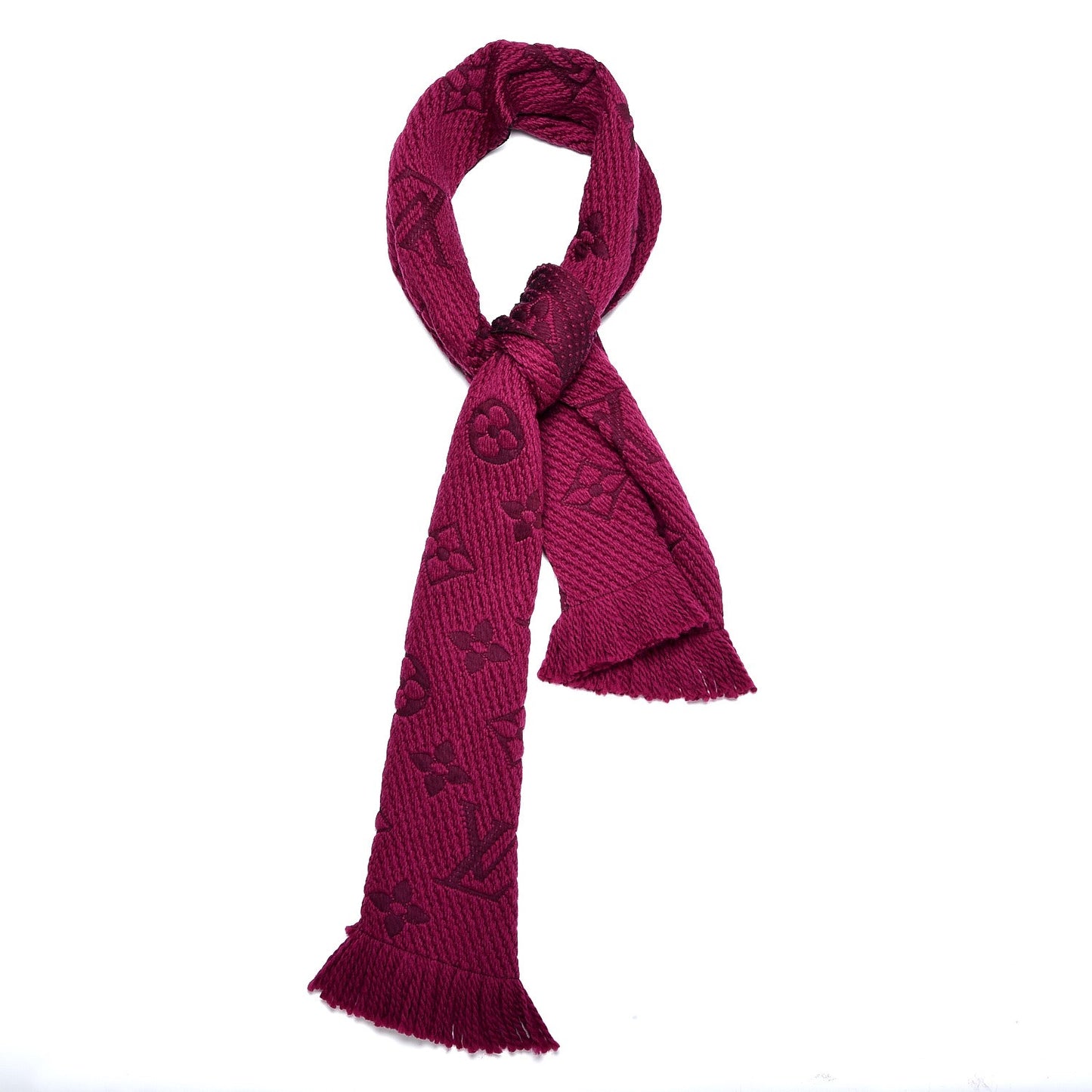 Wool Silk Logomania Scarf Cherry