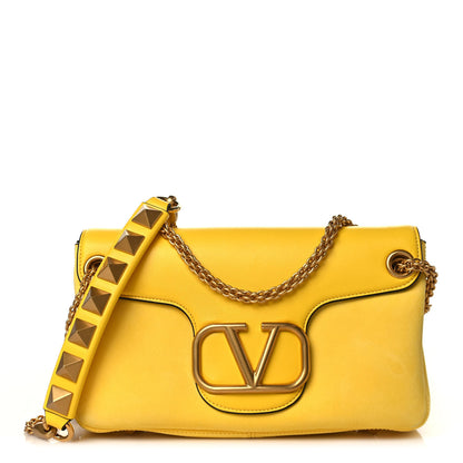 Valentino Garavani Nappa Stud Sign Shoulder Bag Bright Lemon 1 of 8