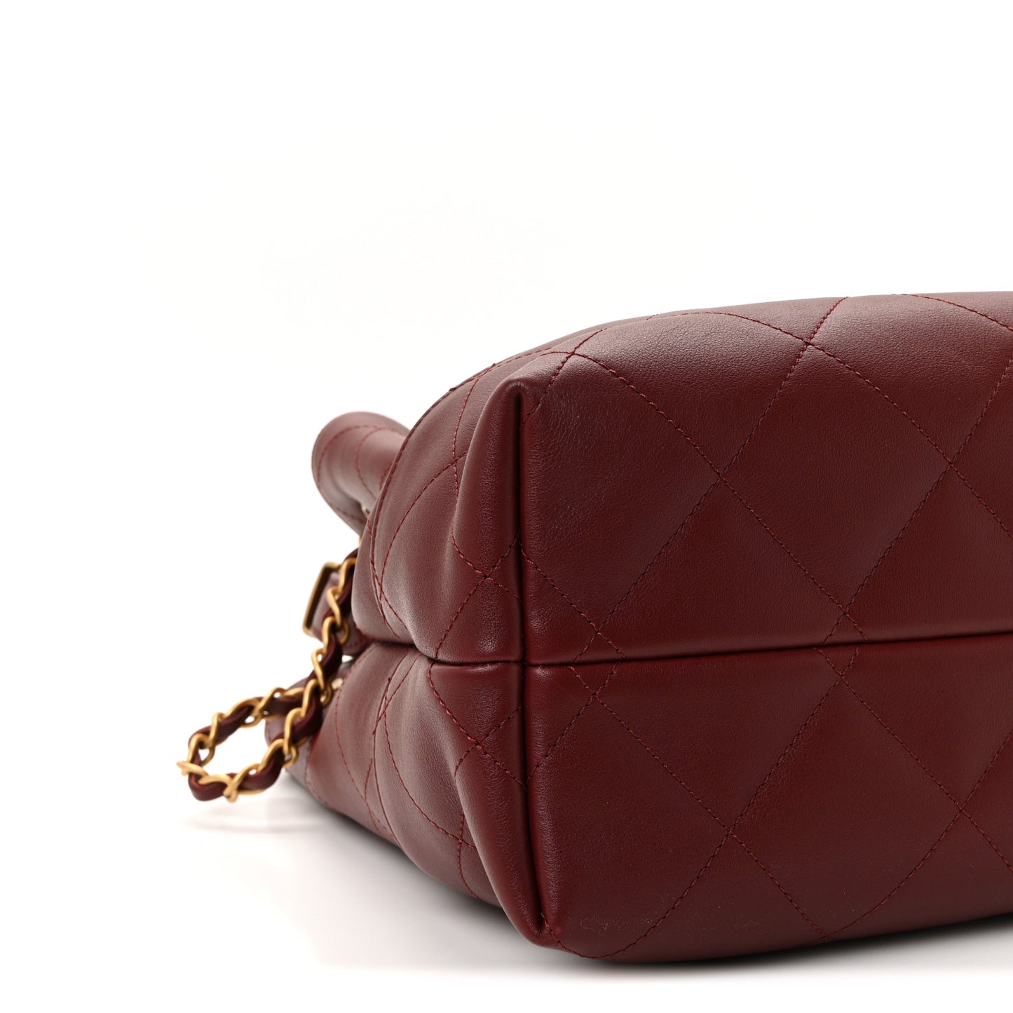 Calfskin Stitched Shopping Bag Burgundy