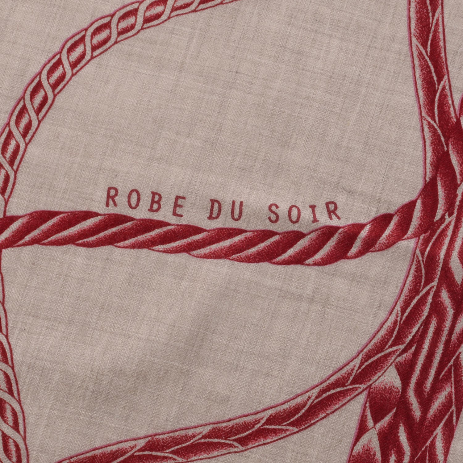 Hermes Cashmere Silk Robe Du Soir Shawl 140 Naturel Rouge H Bois de Rose 4 of 6