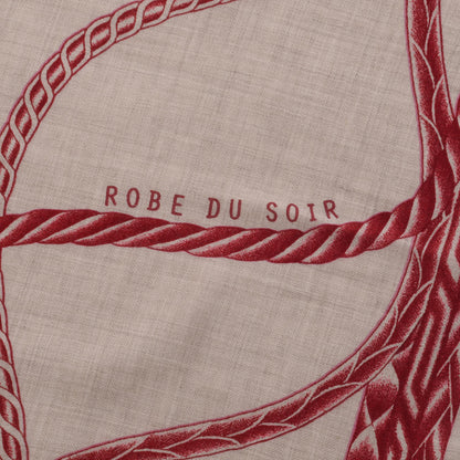 Hermes Cashmere Silk Robe Du Soir Shawl 140 Naturel Rouge H Bois de Rose 4 of 6