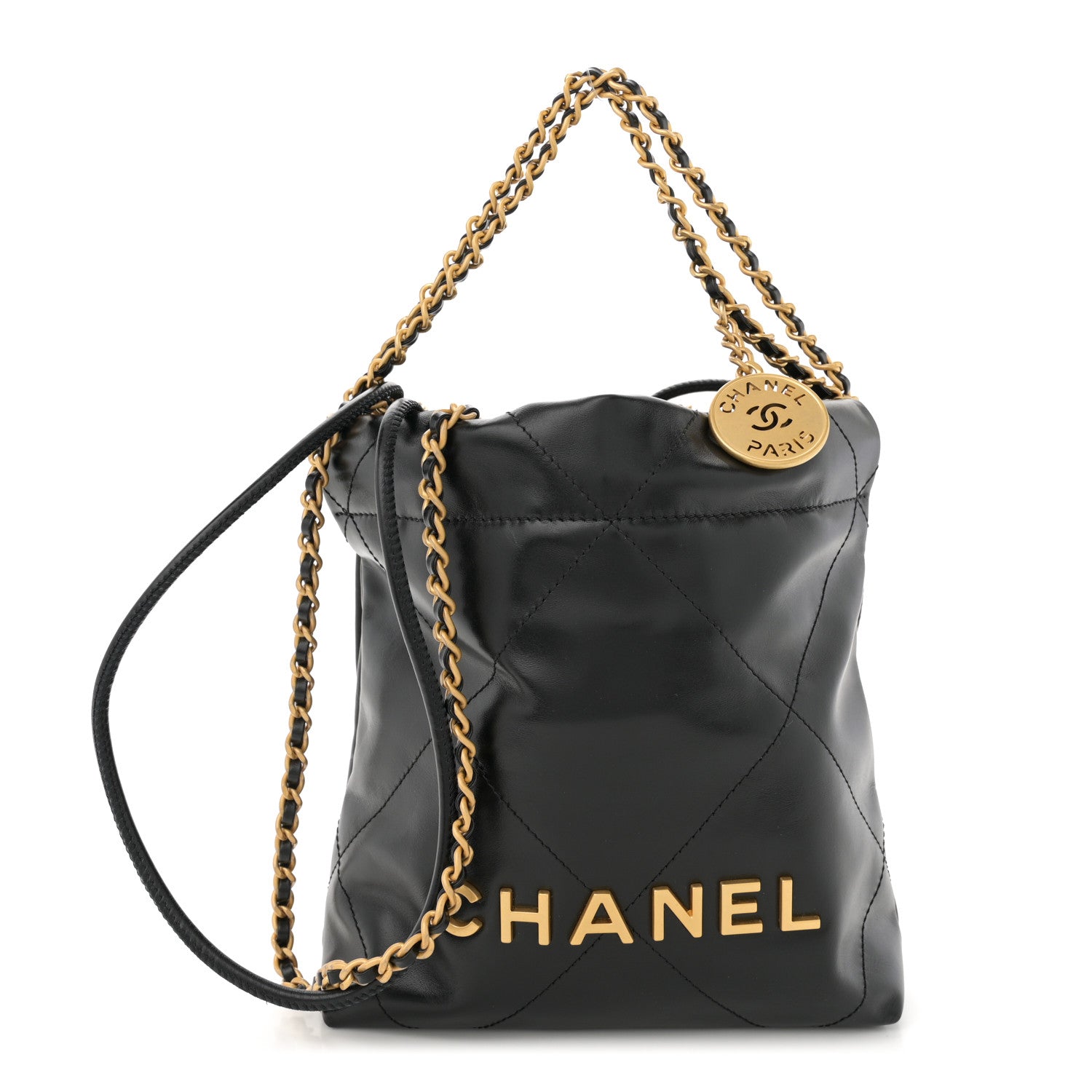 Chanel Shiny Calfskin Quilted Mini Chanel 22 Black 1 of 11
