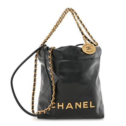 Chanel Shiny Calfskin Quilted Mini Chanel 22 Black 1 of 11