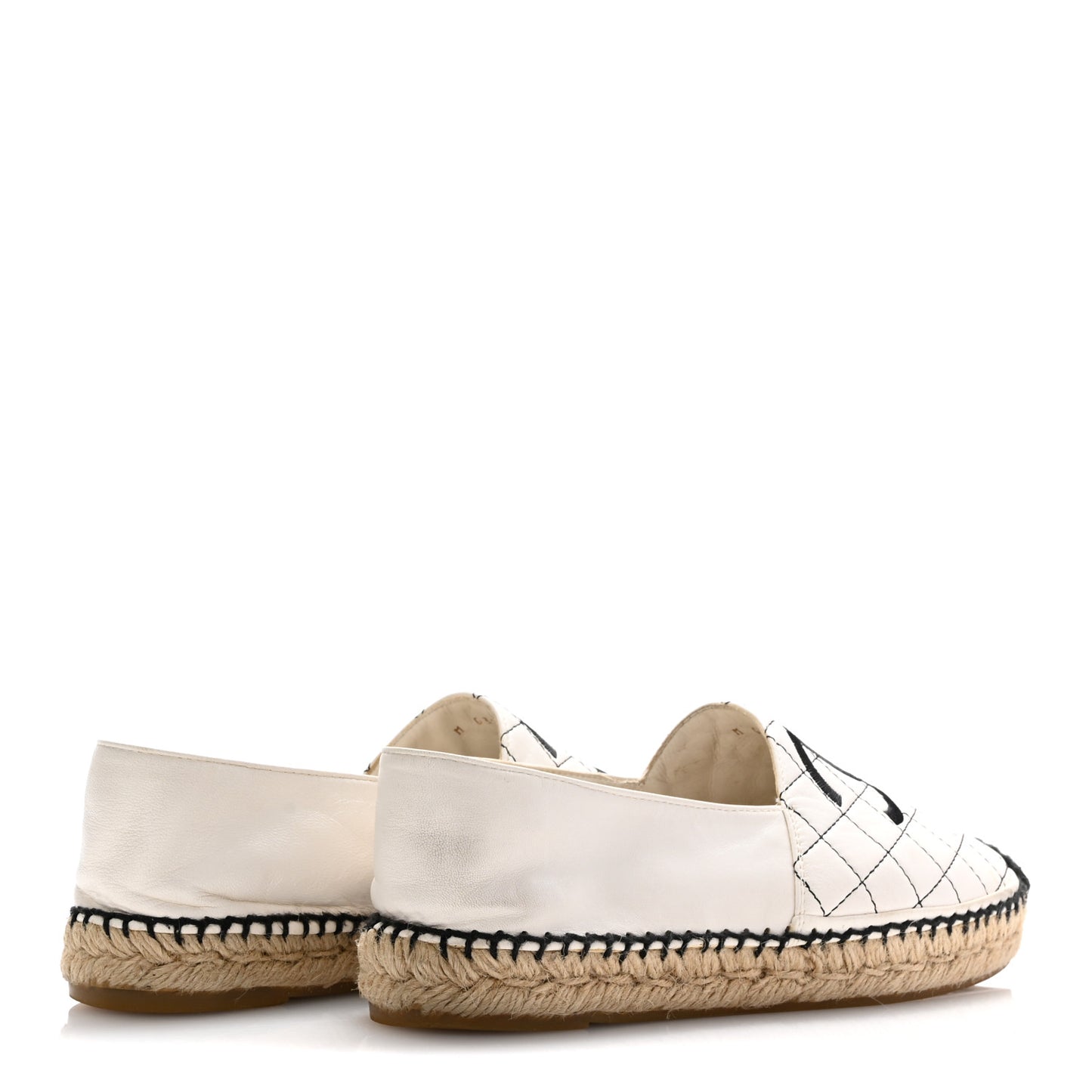 Lambskin Stitched CC Espadrilles 39 White Black