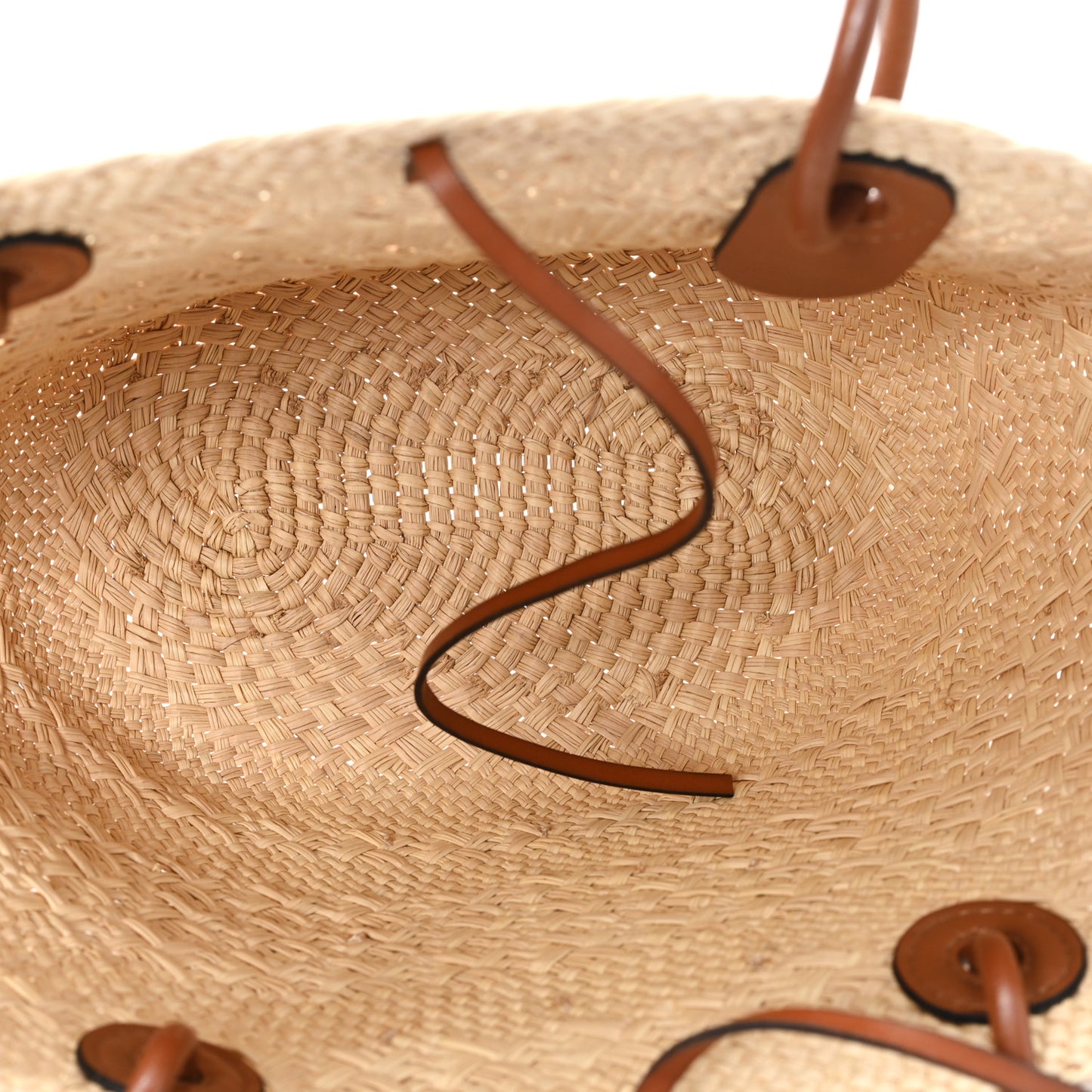 Calfskin Raffia Paulas Ibiza Small Anagram Basket Tote Bag Natural Tan