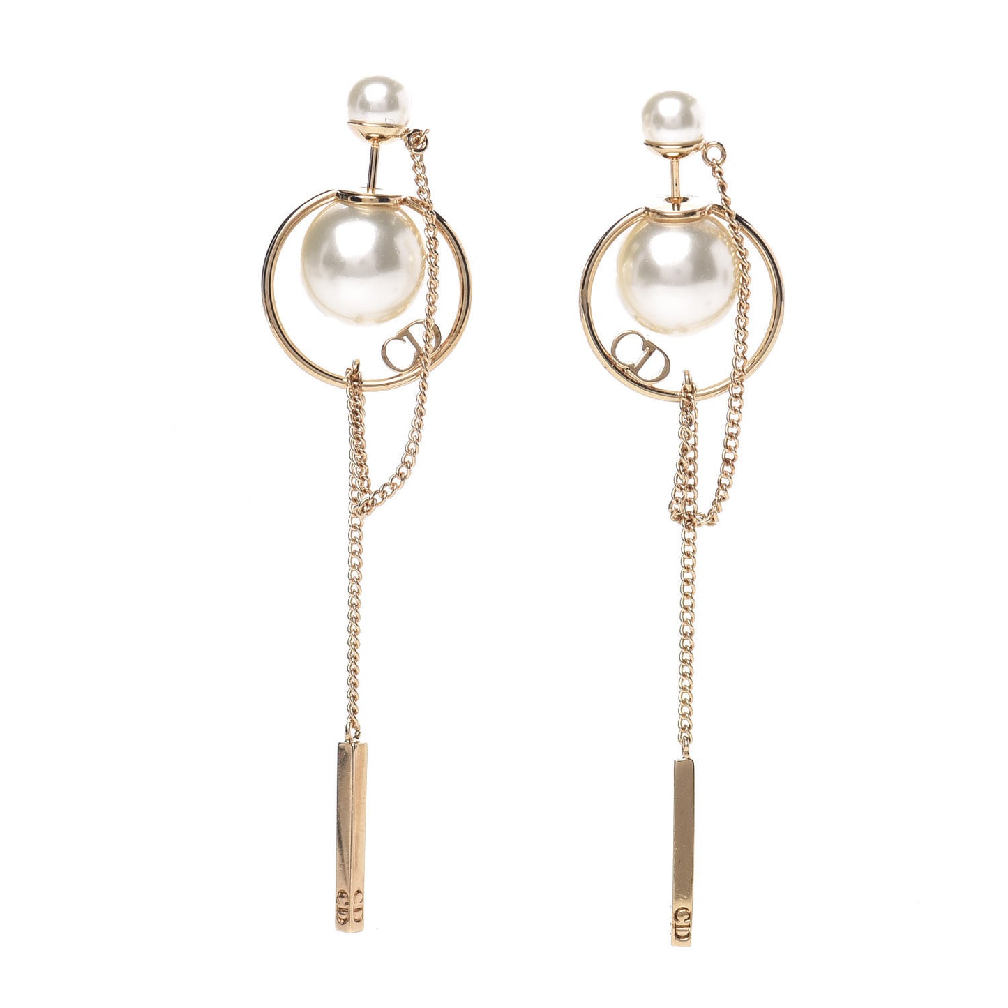 Pearl Tribales Dangle Chain Earrings Gold