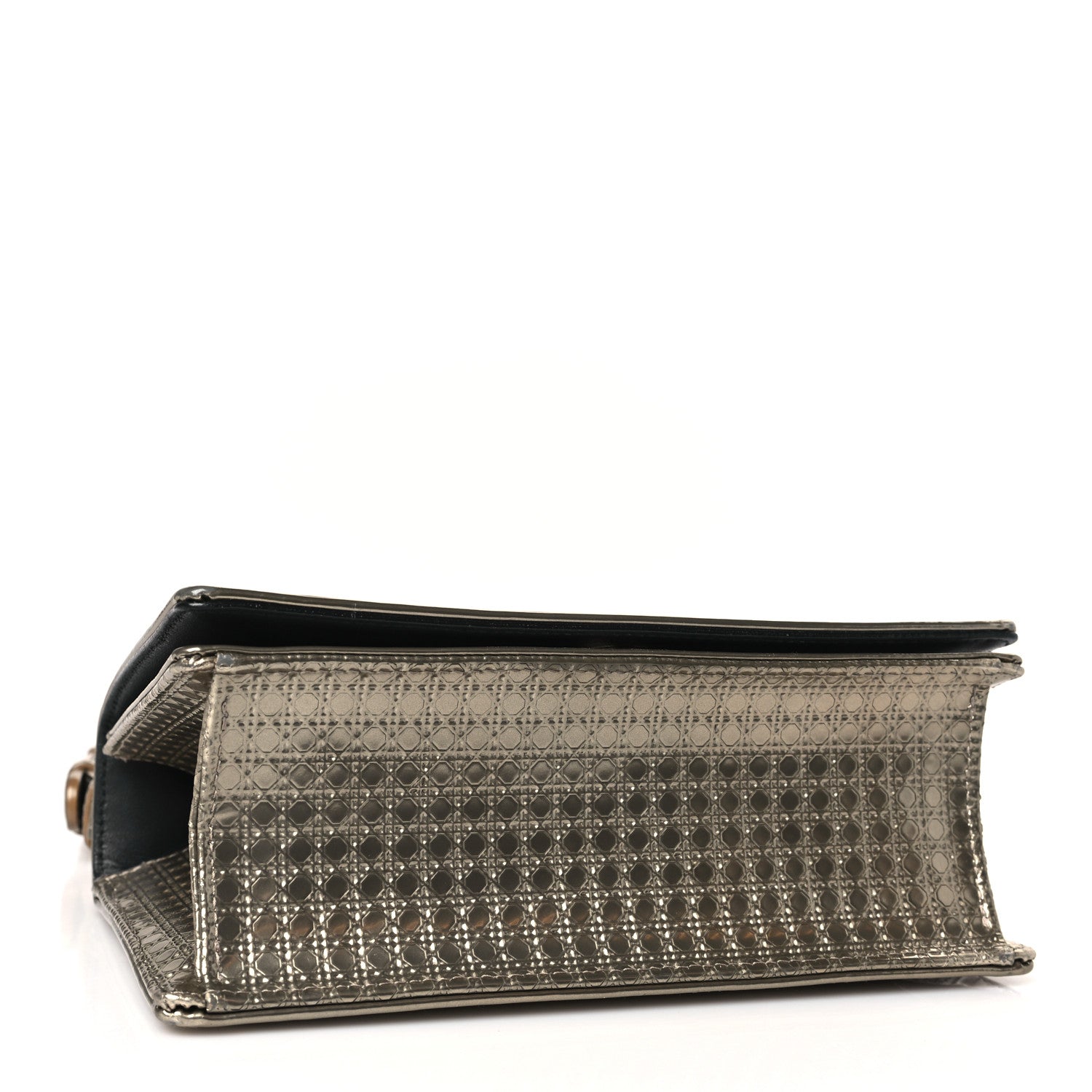 Christian Dior Metallic Patent Micro-Cannage Medium Diorama Flap Bag Gold 4 of 8