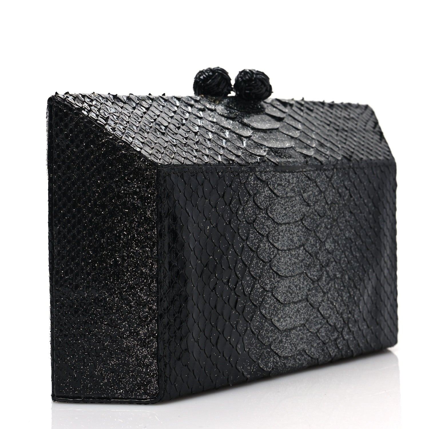 Nancy Gonzalez Snakeskin Box Clutch Black 3 of 9