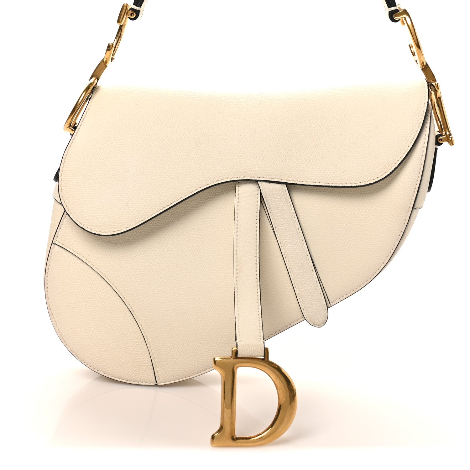 Christian Dior Grained Calfskin Saddle Bag White 7 of 9
