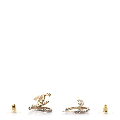 Chanel Crystal Pearl CC Perfume Bottle Drop Hoop Earrings Gold 3 of 4