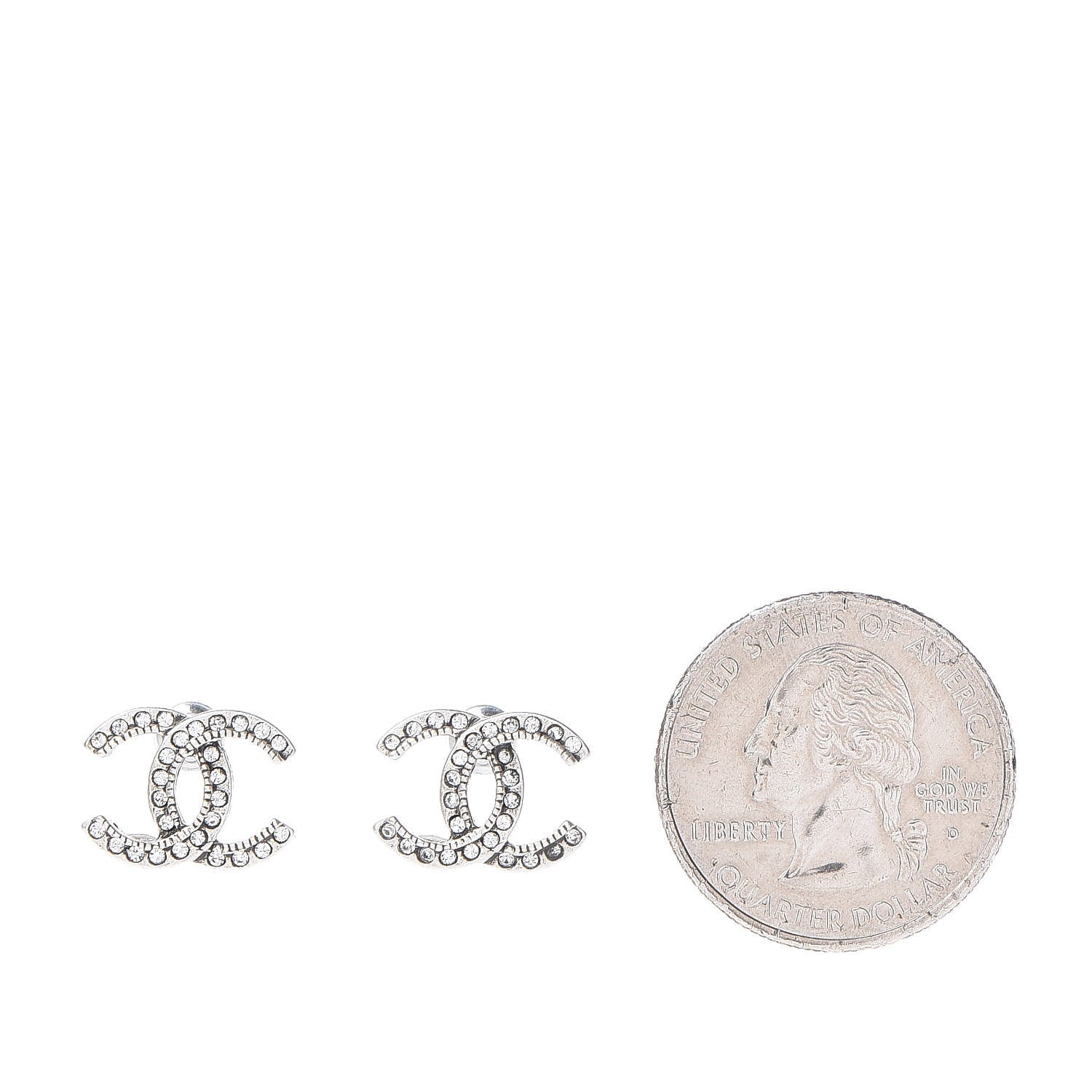 Chanel Crystal CC Earrings Silver 2 of 5