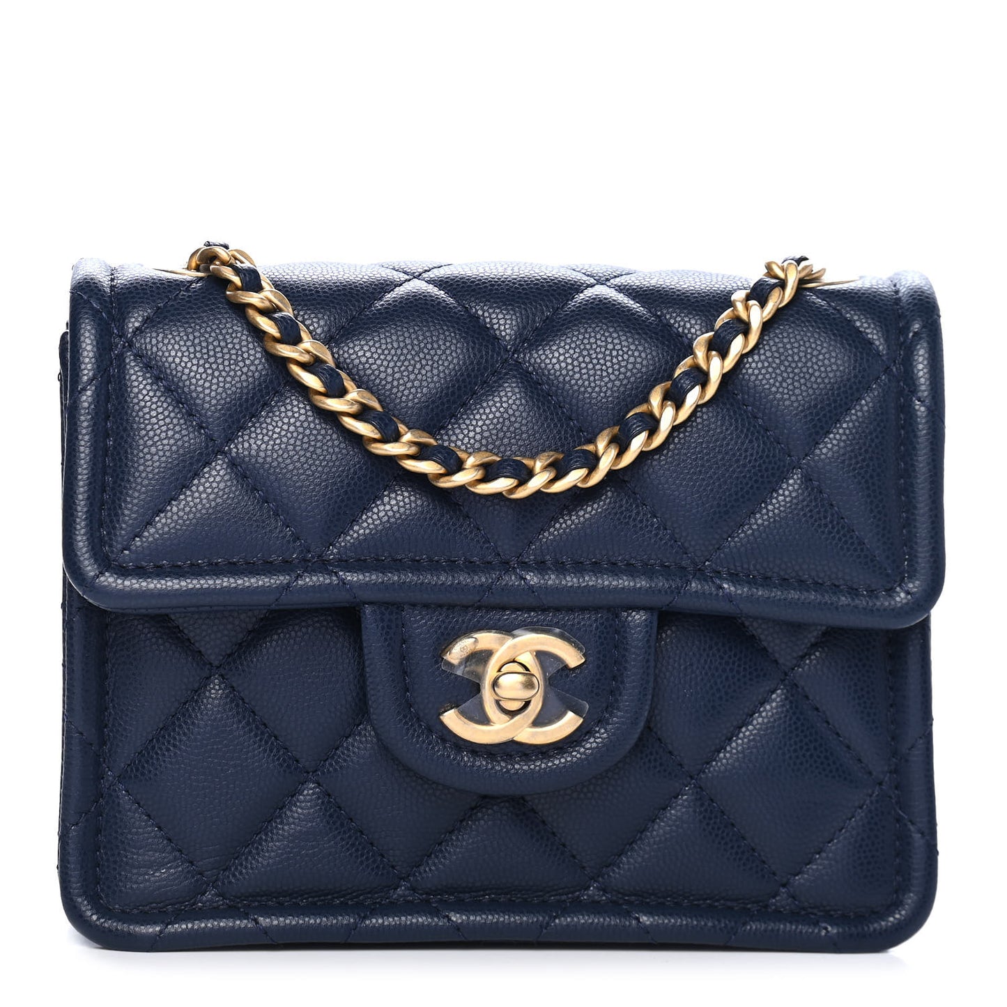 Caviar Quilted Mini Sweet Classic Flap Navy Blue
