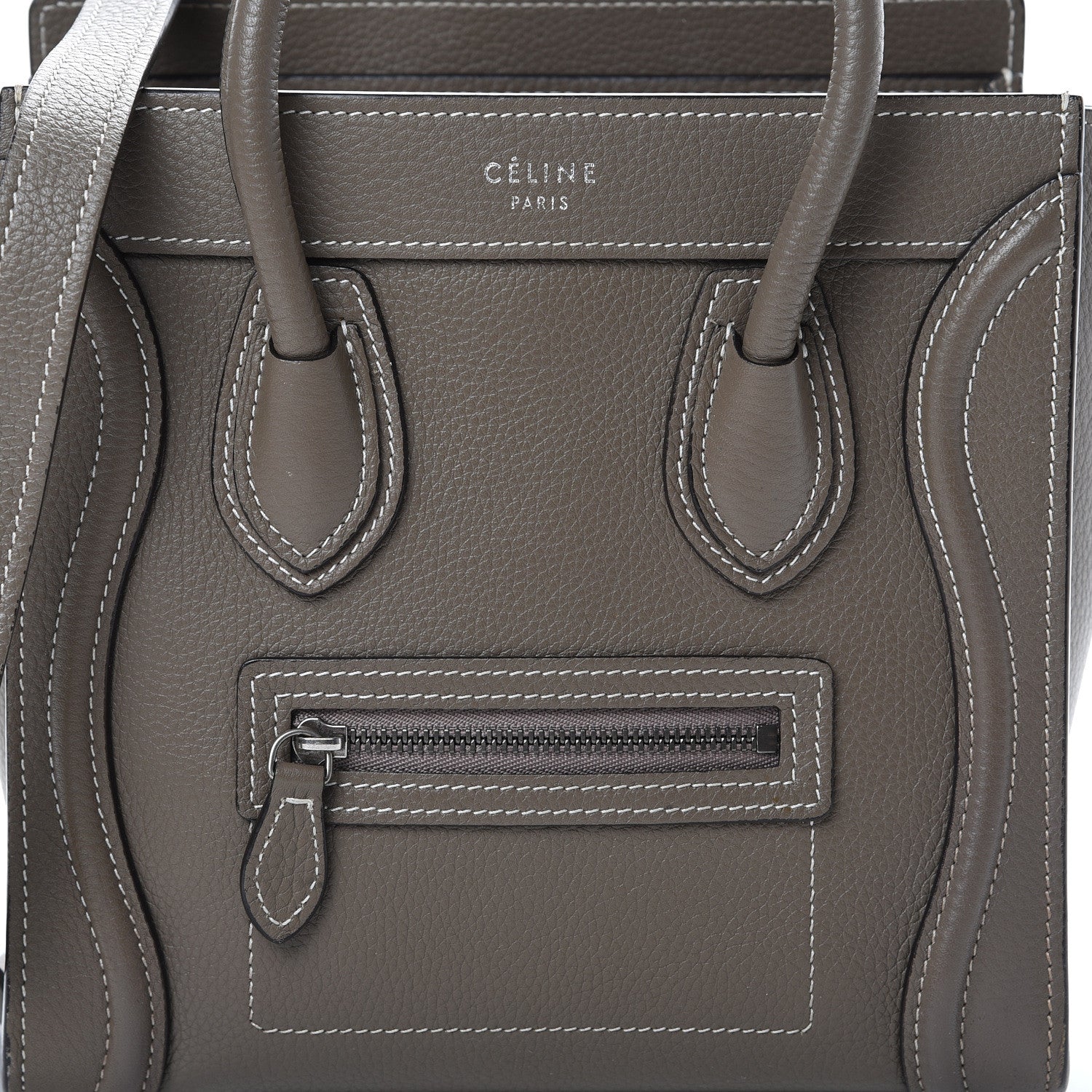 Celine Drummed Calfskin Nano Luggage Souris 7 of 13