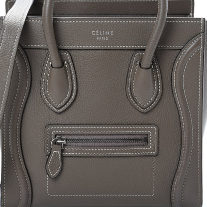 Celine Drummed Calfskin Nano Luggage Souris 7 of 13