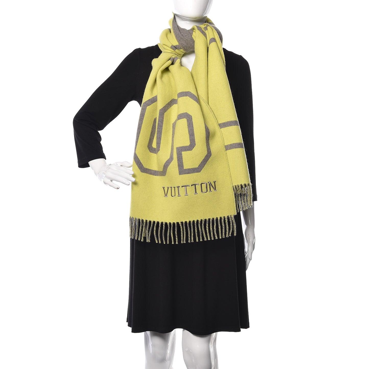 Wool Cashmere Fluo Louis City Scarf Yellow Gris
