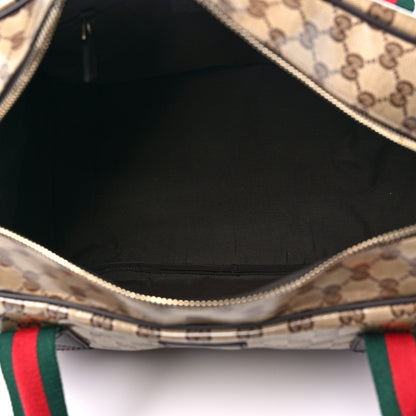 Gucci Crystal Monogram Web Large Carry On Duffle Bag Brown 4 of 11