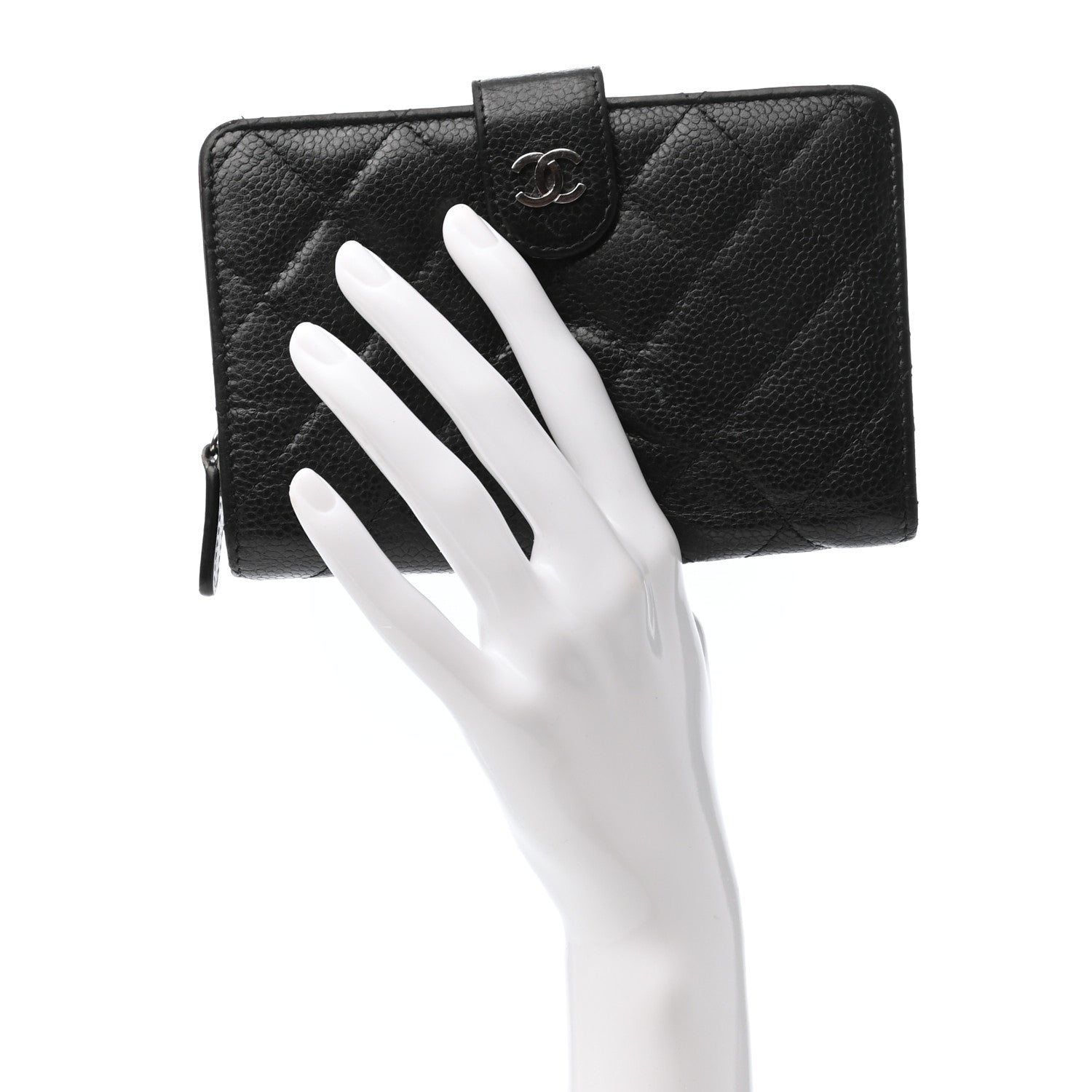 Chanel Caviar Quilted Zipped Pocket Wallet Black 2 of 11
