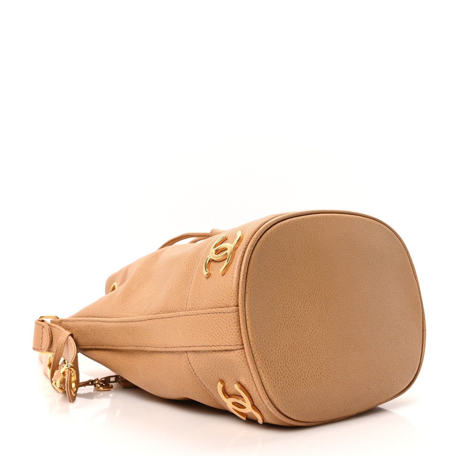 Chanel Caviar CC Drawstring Shoulder Bag Beige 5 of 11