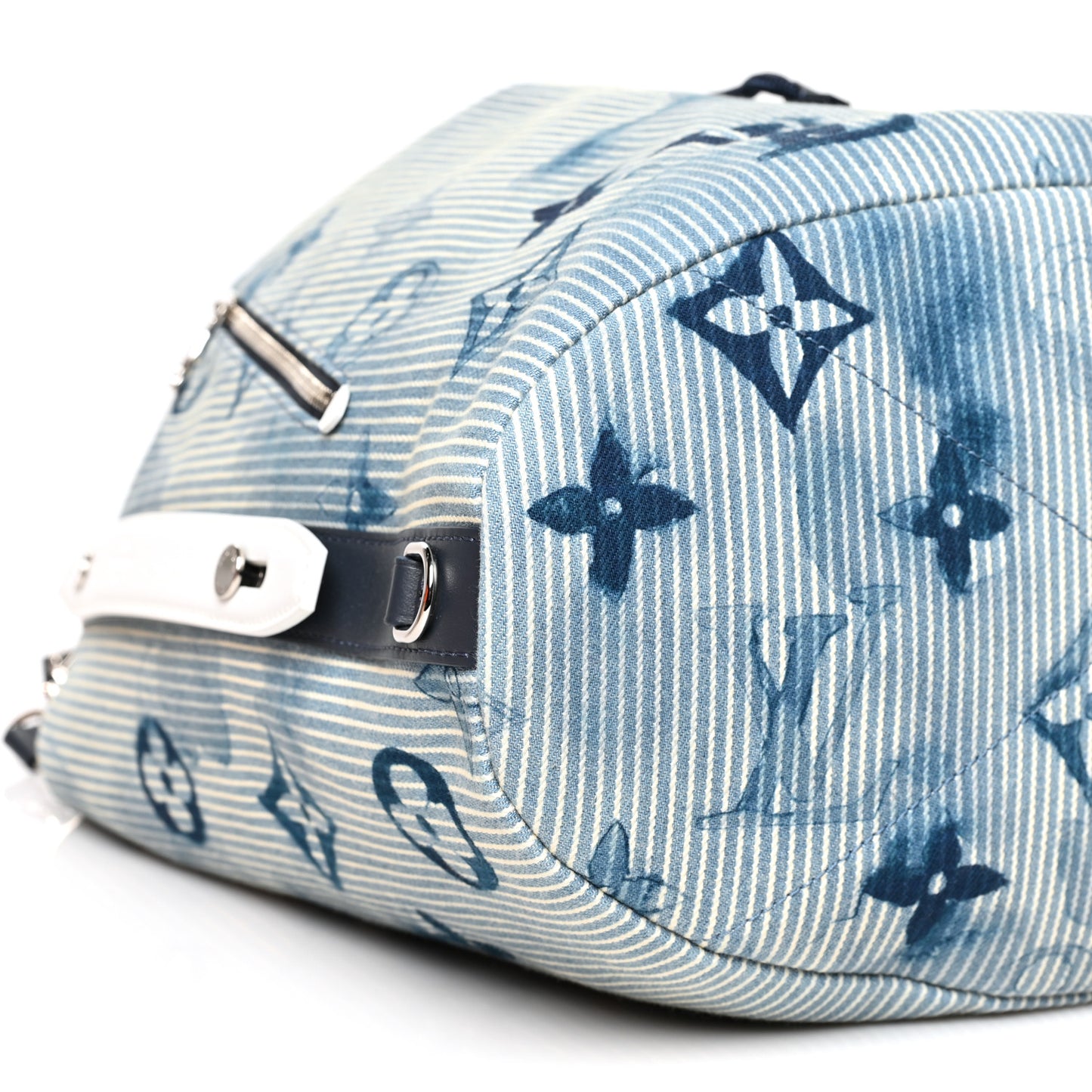 Hickory Stripes Denim Monogram Watercolor Sac Marin Blue